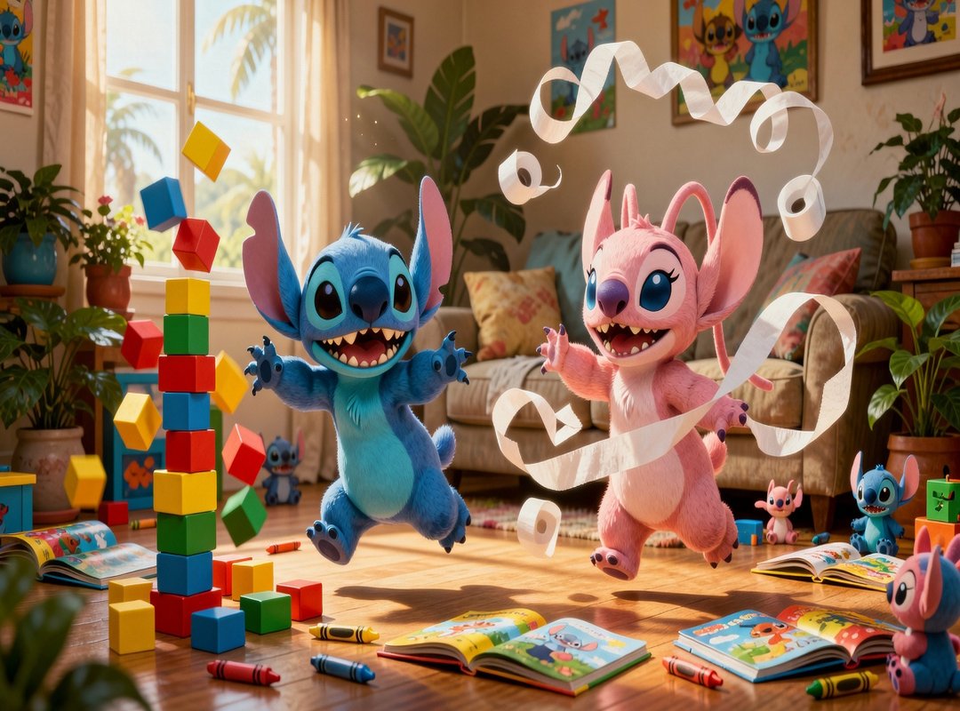 Cute and Playful Moments: Stitch and Angel in Everyday Life